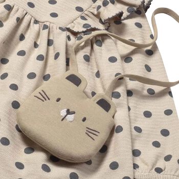 Younger Girls Beige Polka Dots Dress Set