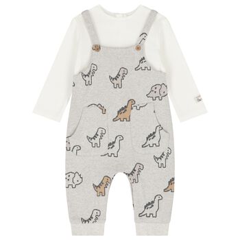 Baby Boys Grey & White Dinosaur Romper
