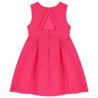 Girls Pink Satin Flower Dress, 1, hi-res