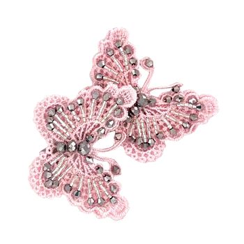 Girls Pink & Silver Embellished Butterfly Hair Clip