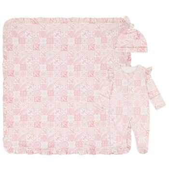 Baby Girls Pink & White Babygrow Gift Set 