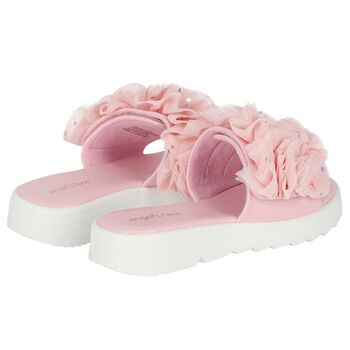 Girls Pink Ruffled Sliders