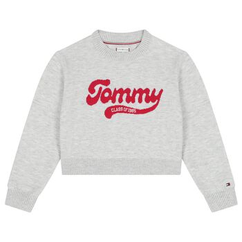 Girls Grey Logo Knitted Sweatshirt