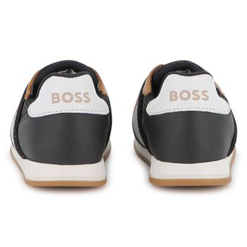 Boys Black Logo Trainers