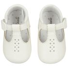 White Leather Pre Walker Shoes, 1, hi-res