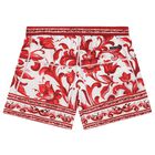 Boys White & Red Majolica Swim Shorts, 1, hi-res