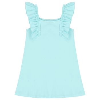 Girls Aqua Ruffled Dress