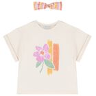 Girls Ivory T-Shirt & Headband Set, 1, hi-res