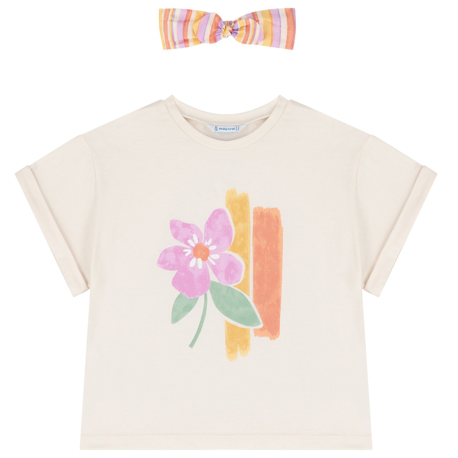 Girls Ivory T-Shirt & Headband Set, 1, hi-res