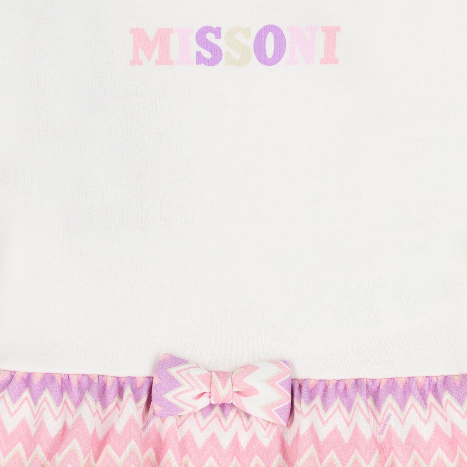 Younger Girls White & Pink Zigzag Logo Dress, 1, hi-res image number null