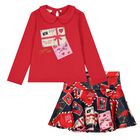 Girls Red Logo Envelope Skirt Set, 1, hi-res
