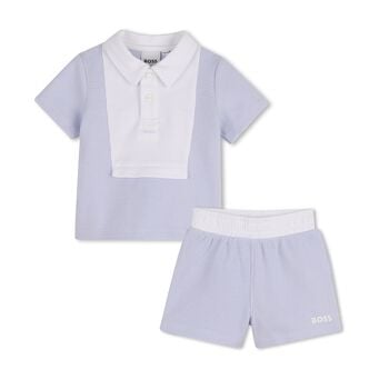 Baby Boys White & Blue Knitted Shorts Set