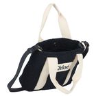 Girls Navy Blue Faux Shearling Logo Handbag, 1, hi-res