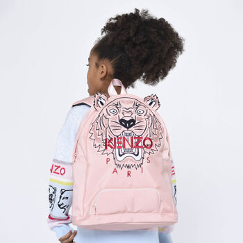 حقيبة ظهر بشعار النمر باللون الوردي للبنات