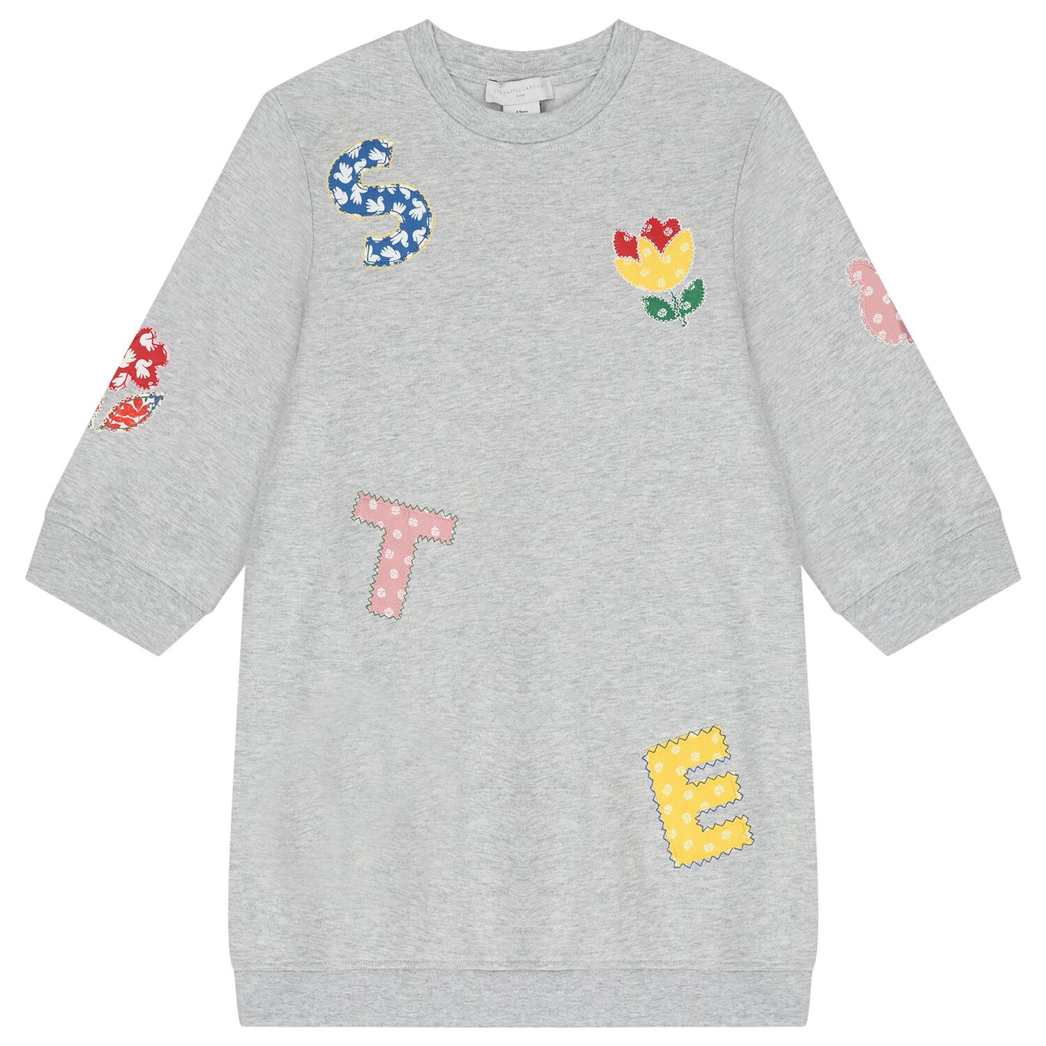 Girls Grey Logo Sweatshirt Dress, 1, hi-res