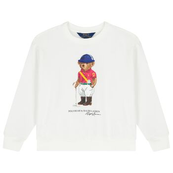 Girls White Polo Bear Sweatshirt