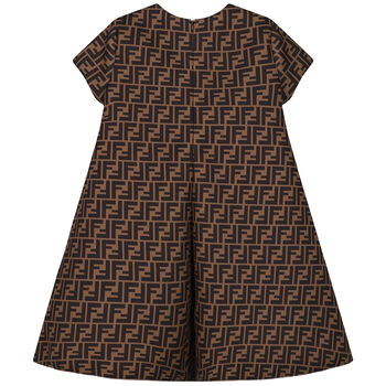 Girls Beige FF Logo Dress