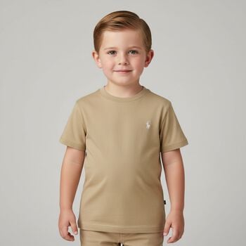 Boys Beige Logo T-Shirt