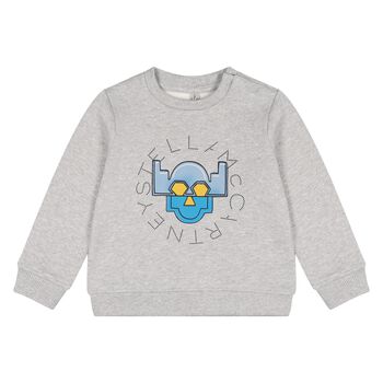 Younger Boys Grey Robot Logo Sweatshirt