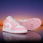 Girls White & Pink Air Jordan 1 Low Trainers, 9, hi-res