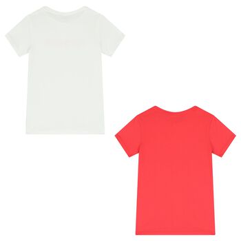 Girls Pink & White Logo T-Shirts ( 2-Pack )