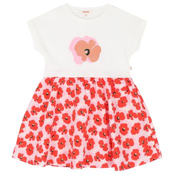 Girls White & Red Floral Dress