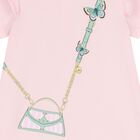 Younger Girls Pink Bag Logo Dress, 3, hi-res