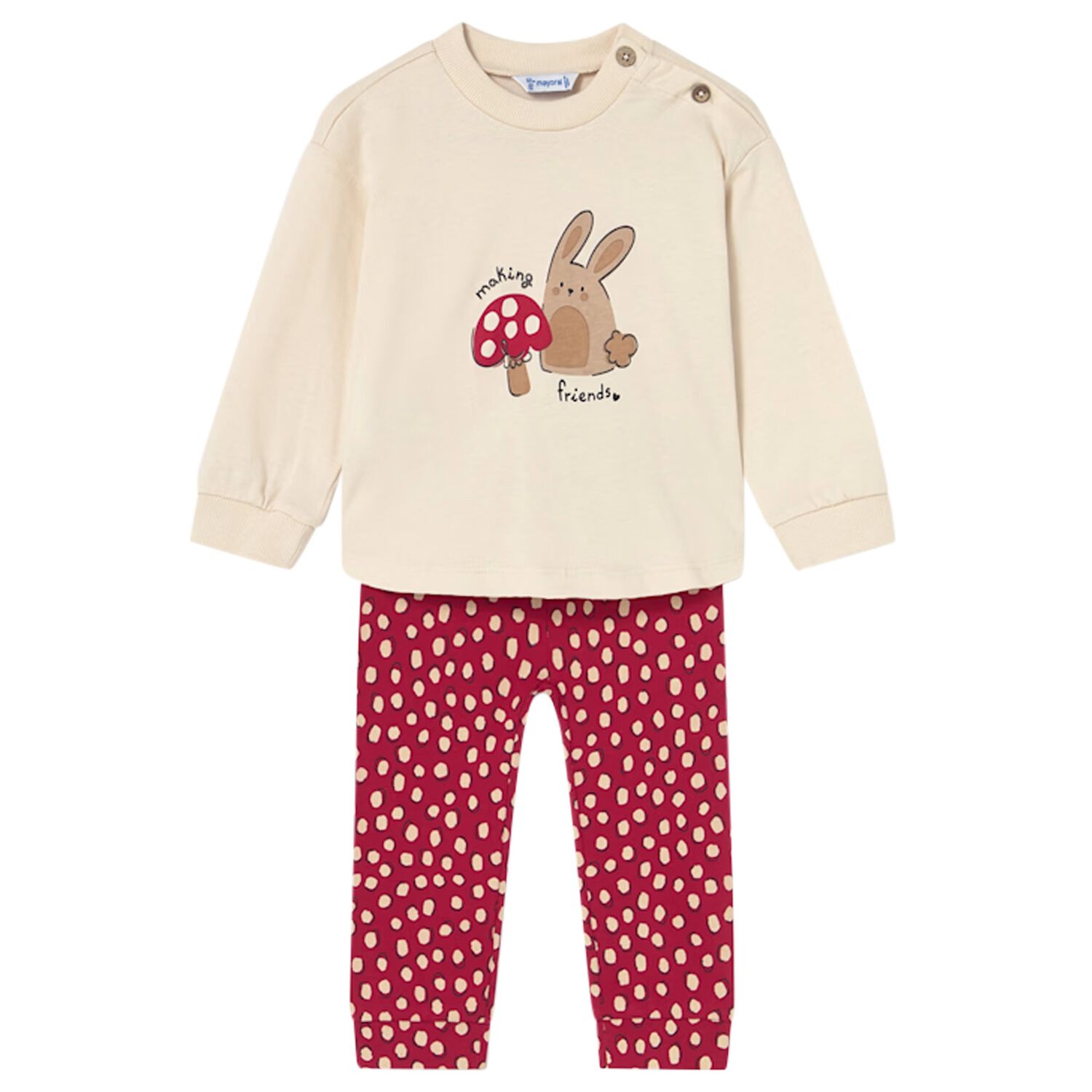 Younger Girls Ivory & Red Leggings Set, 1, hi-res