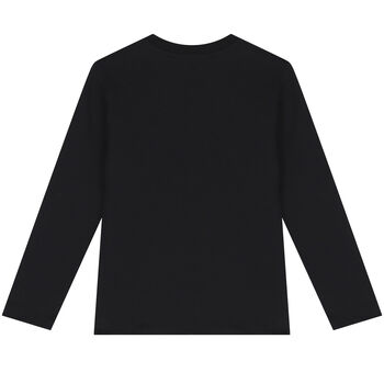 Black Teddy Bear Logo Long Sleeve Top