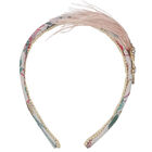 Pink Jacquard Headband with Pink Feathers, 1, hi-res