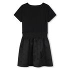 Mini Me Girls Black Logo Rhinestone Dress, 1, hi-res