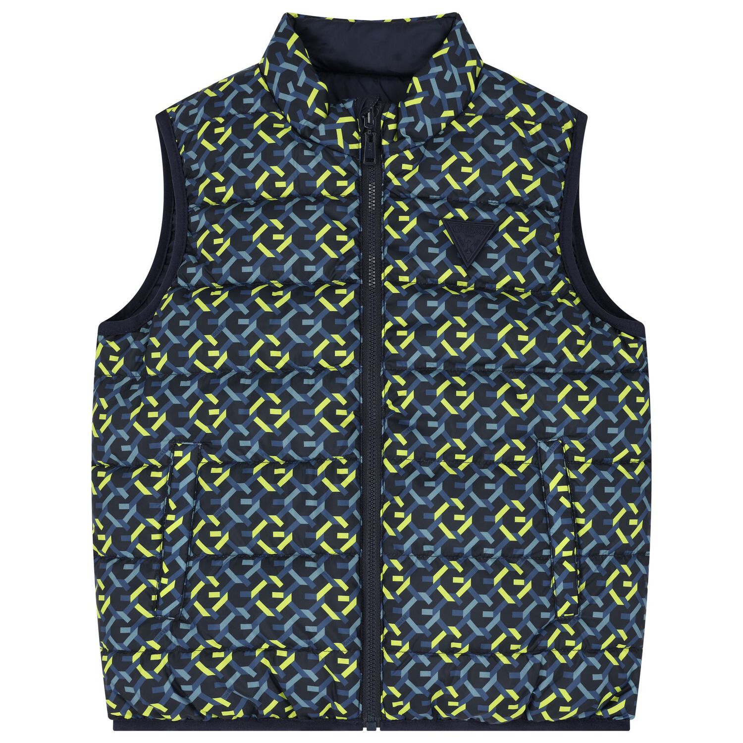 Boys Navy Blue Logo Reversible Gilet, 1, hi-res image number null
