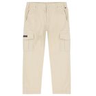 Boys Beige Logo Trousers, 1, hi-res