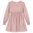 Girls Pink Ruffle Plissé Dress , 2, hi-res