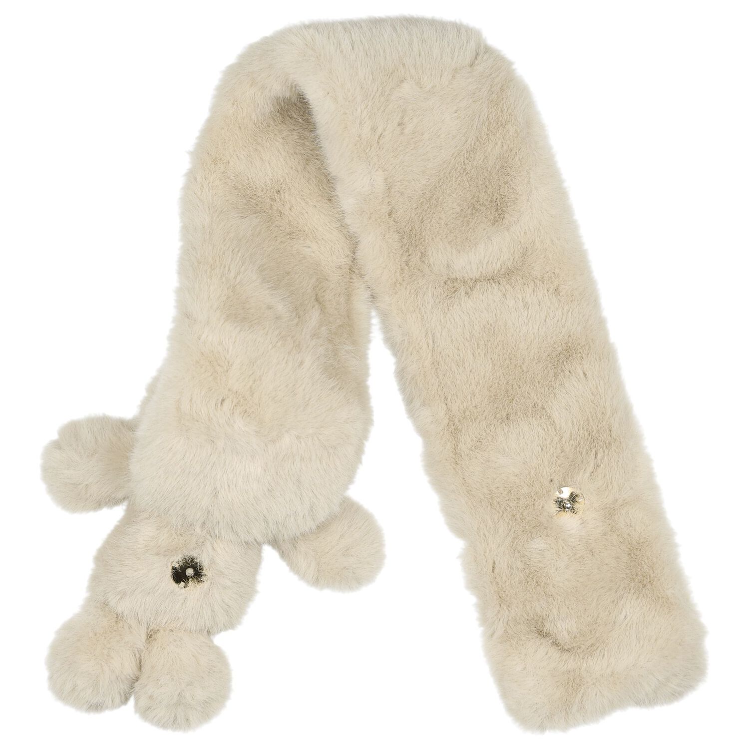 Girls Beige Faux Fur Ted Scarf , 1, hi-res
