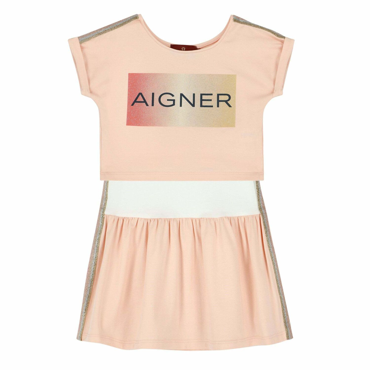 Girls Pink & White 2 Piece Dress Set , 1, hi-res