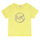 Girls Yellow Embellished Logo T-Shirt, 3, hi-res