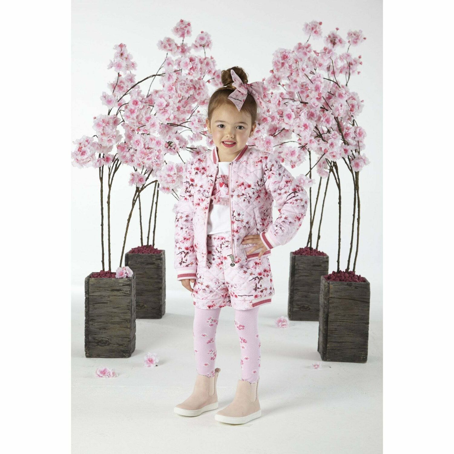 Girls Pink Floral Shorts, 1, hi-res