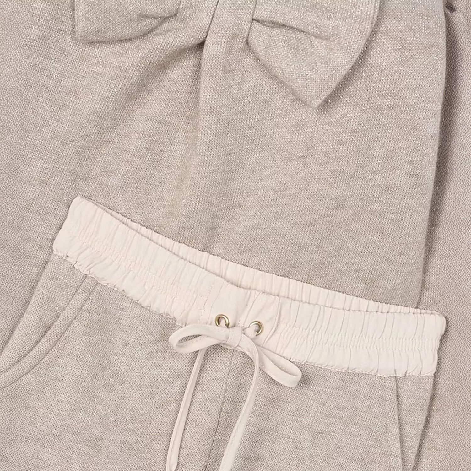 Girls Beige Knitted Trousers Set, 1, hi-res image number null