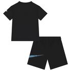 Boys Black Logo Shorts Set, 1, hi-res