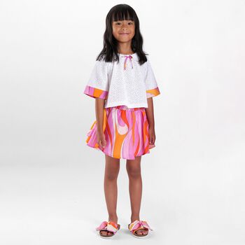 Girls Pink & Orange Onde Skirt