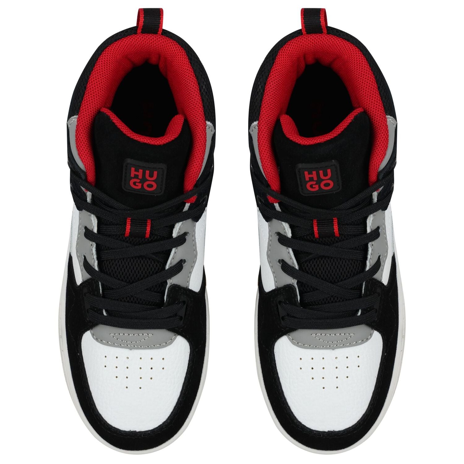 Boys Black & White Logo Trainers, 1, hi-res