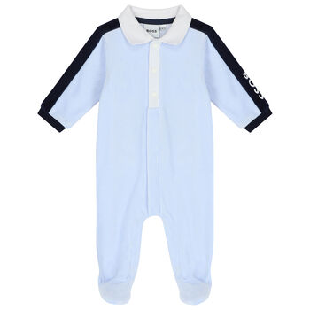 Baby Boys Blue Logo Polo Babygrow