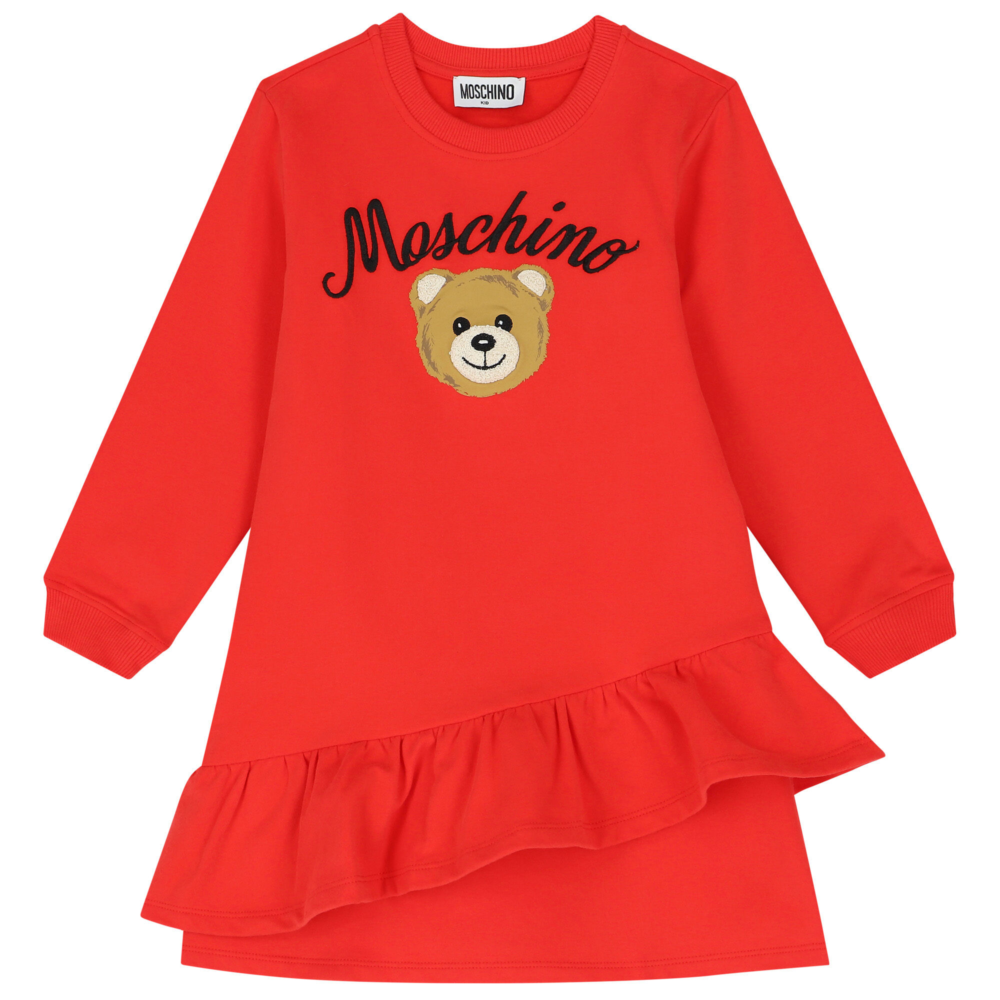 Moschino Girls Red Teddy Bear Logo Dress Junior Couture