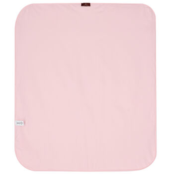 Baby Girls Ivory & Pink Pima Cotton Logo Blanket