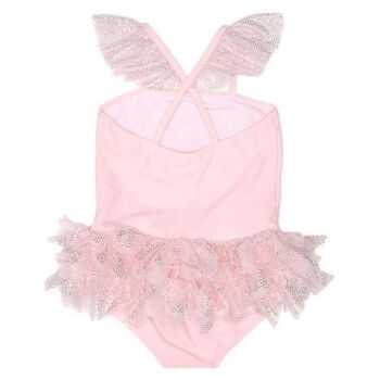 Girls Pink Tulle Crown Swimsuit