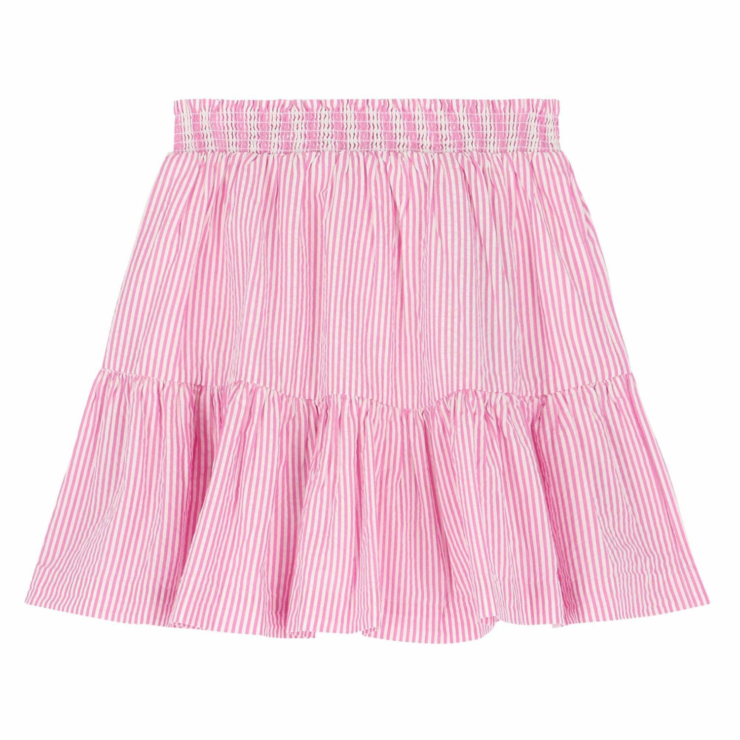 Girls White & Pink Striped Skirt, 1, hi-res