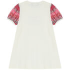 Girls Ivory Logo Dress, 1, hi-res