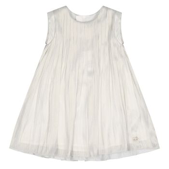 Younger Girls Beige Pleated Dress