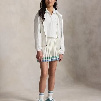Girls White Logo Pleated Skirt